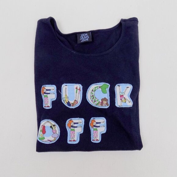 upcycled handmade reworked f off f you ribbed tee y2k 90s baby funny - Picture 2 of 3